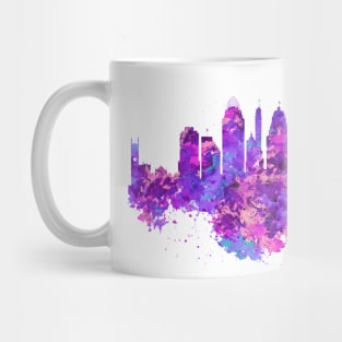 Horizontal watercolor skyline of Cincinnati Mug